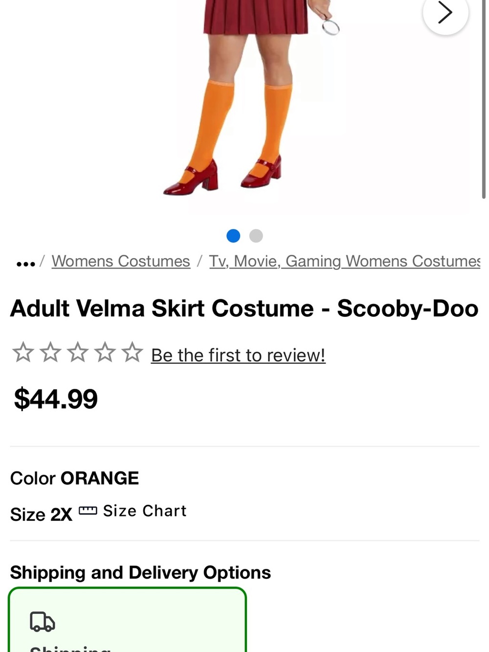 Spirit Velma Costume - Orange Top & Brown Skirt - Picture 7 of 8